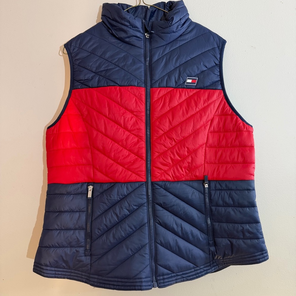 Tommy Hilfiger Navy and Red Quilted Puffer Vest